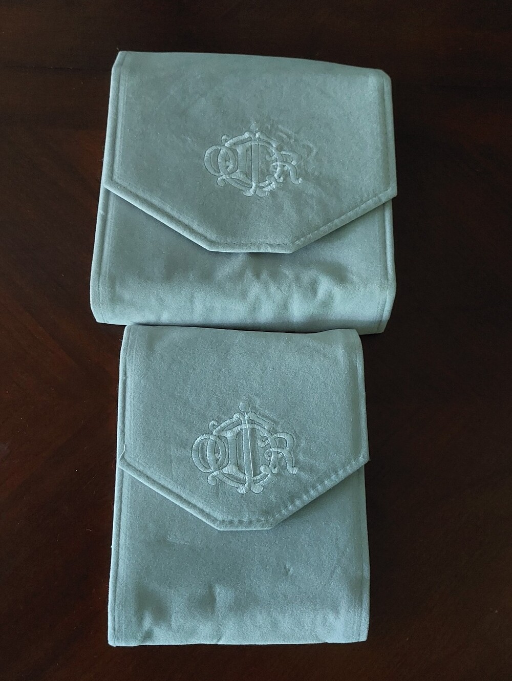 Rare Vintage Estate Christian Dior "Perles" Velvet Jewelry Pouch Set (2 Sizes)